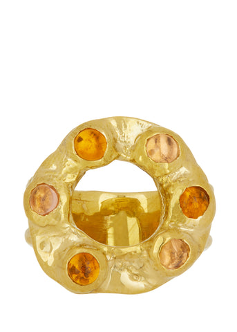 Halo Ring in Brass - Pink & Yellow