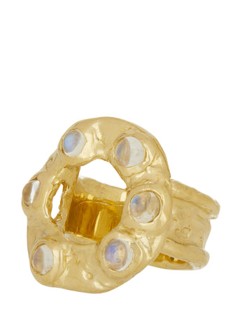 Halo Ring in Brass - Moonstone