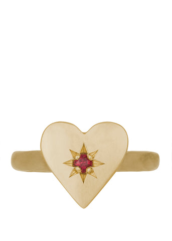 Heart Ring with Star Setting in 14k