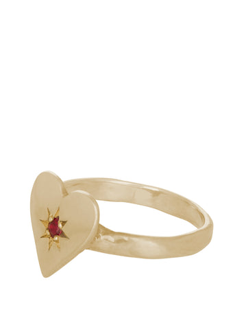 Heart Ring with Star Setting in 14k
