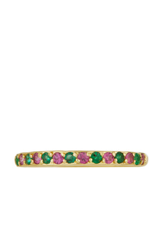 Amador 2mm Pave - Emerald & Pink Sapphire