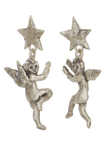 Angel Star Earrings in White Bronze