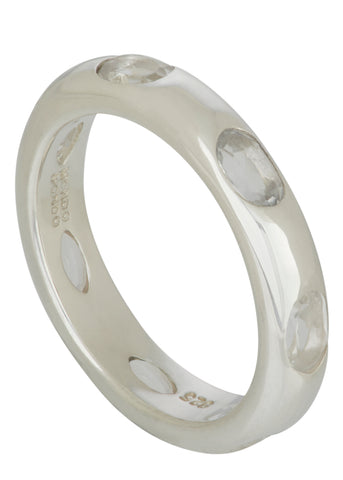 Orbital Ring in Sterling Silver - Faceted White Topaz