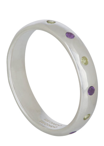 Fortuna Ring in Sterling Silver - Amethyst & Peridot