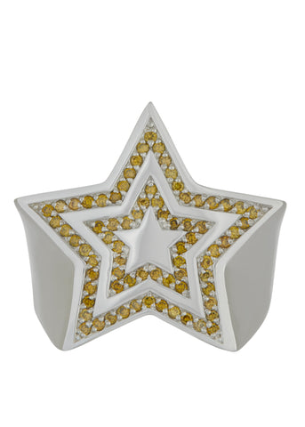 Star Ring - Yellow Diamond Pave