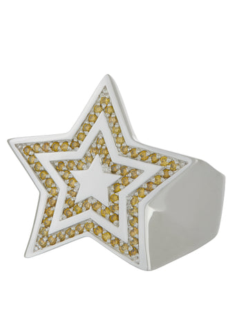 Star Ring - Yellow Diamond Pave