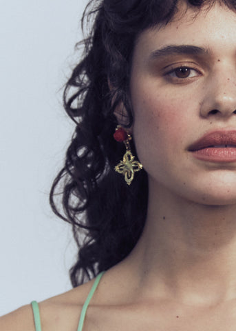 Archive Rose Cross Earrings in Gold
