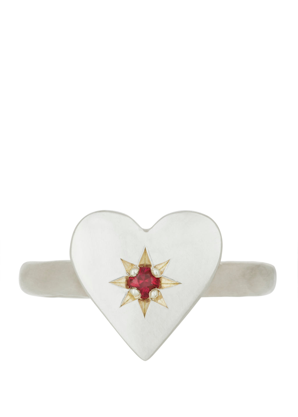 Heart Ring with Star Setting in 14k White Gold