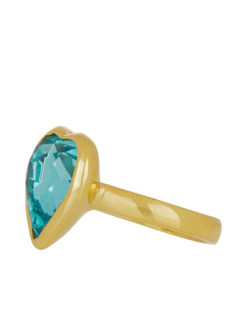 Lovely Ring in Brass - Aqua